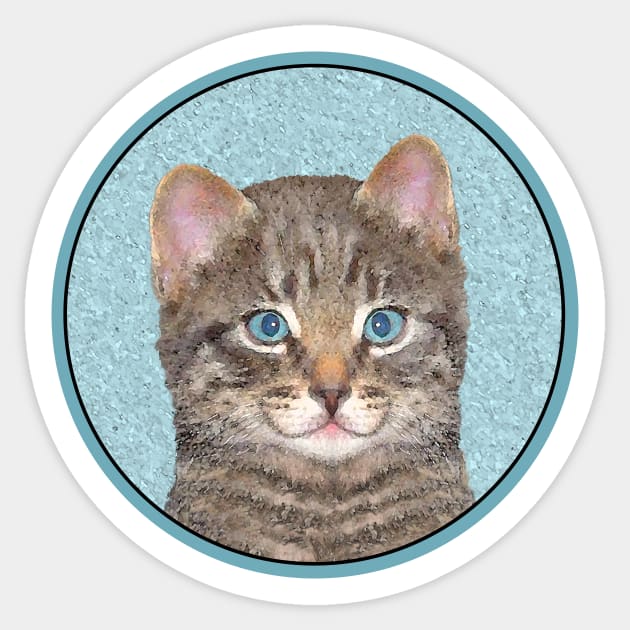 Gray Tabby Cat Sticker by Alpen Designs